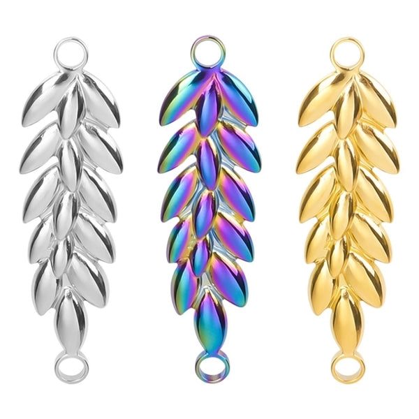 1 Piece 304 Stainless Steel Leaf Pendant