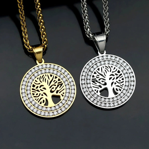 1 Piece 30mm 316 Stainless Steel  Zircon Geometric Life Tree Pendant