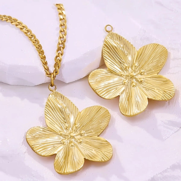 1 Piece 31mm 304 Stainless Steel Flower Pendant