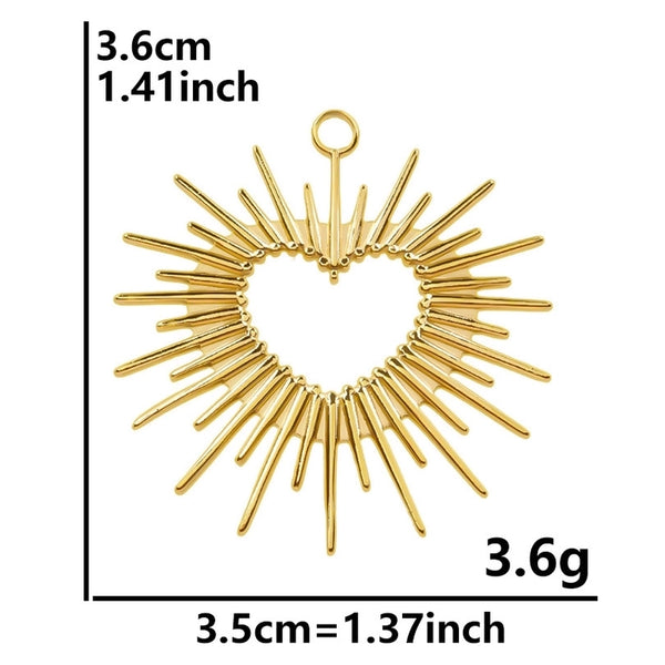 1 Piece 35*36mm Hole 2~2.9mm 304 Stainless Steel 18K Gold Plated Heart Shape Pendant