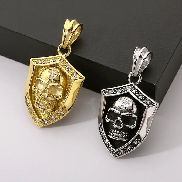 1 Piece 44*30mm 304 Stainless Steel Zircon Skull Pendant Chain