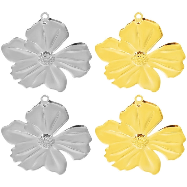 1 Piece 45*43mm 304 Stainless Steel 18K Gold Plated Flower Pendant