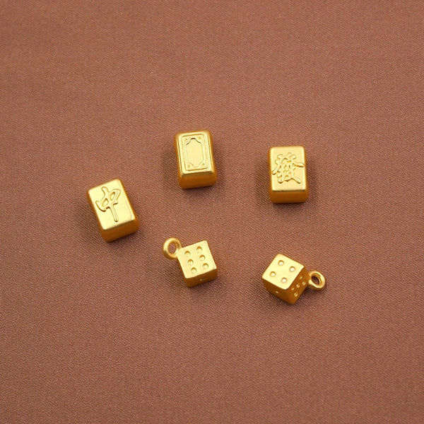 1 Piece 7.2*9.9mm Hole 2~2.9mm Hole 4~4.9mm Alloy Chinese Character Dice Pendant