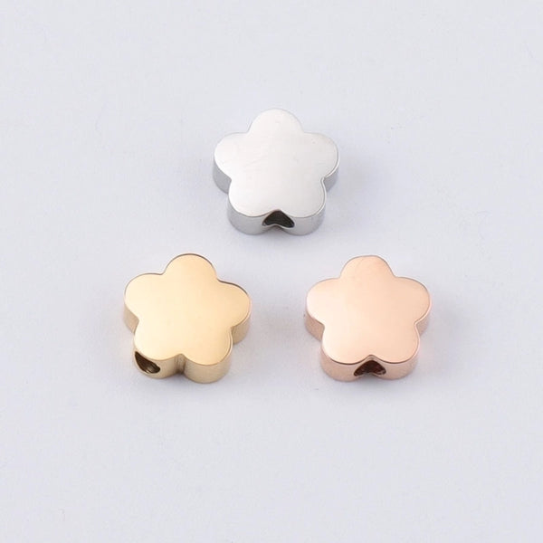 1 Piece 7.8 * 8mm Stainless Steel None 18K Gold Plated Rose Gold Plated Flower Spacer Bars