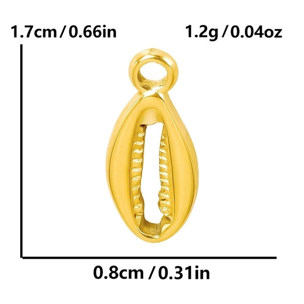 1 Piece 8 * 17mm Hole 2~2.9mm 304 Stainless Steel 18K Gold Plated Shell Polished Pendant