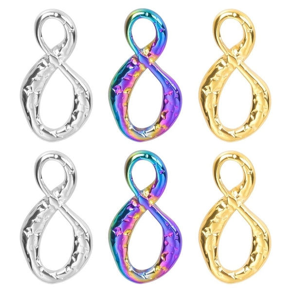 1 Piece 9 * 17mm 304 Stainless Steel 18K Gold Plated Infinity Pendant