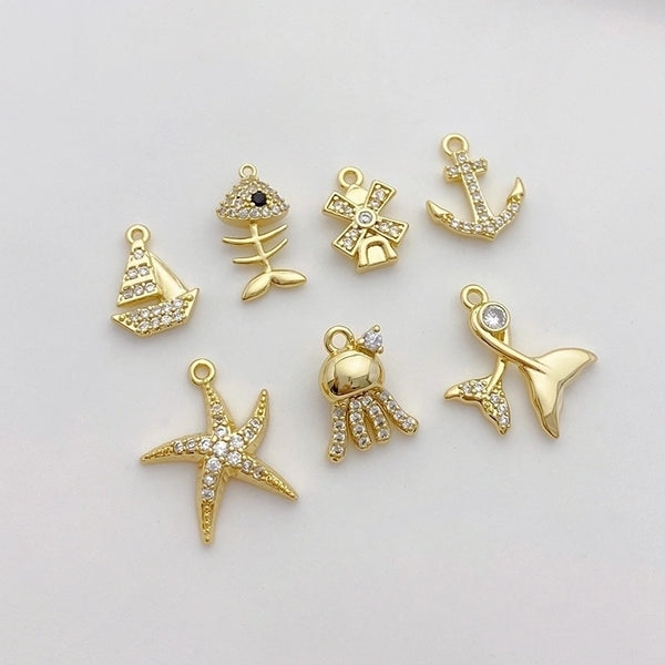 1 Piece Alloy Gold Plated Solid Color Pendant