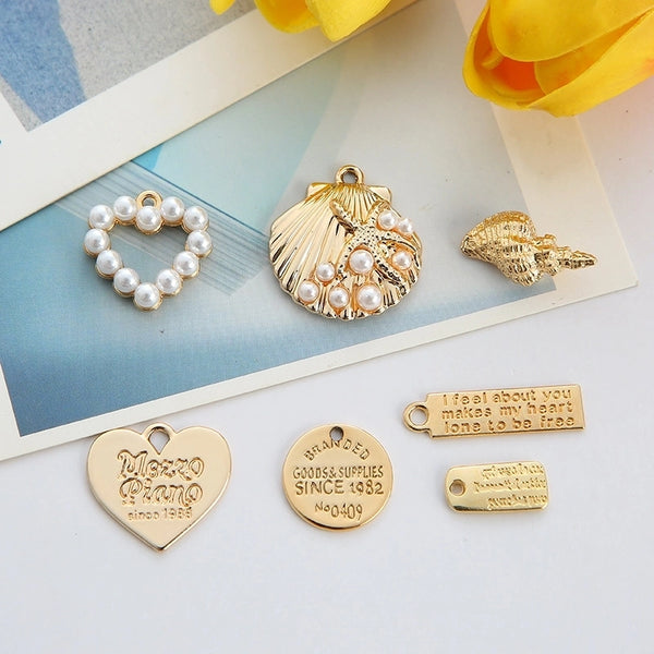 1 Piece Alloy Heart Shape Shell Pendant