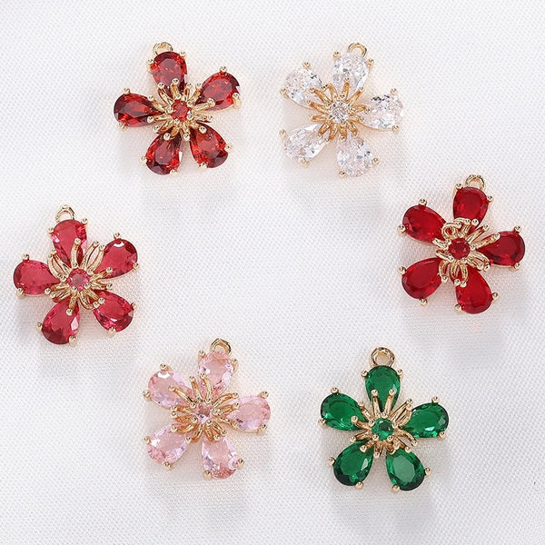 1 Piece Alloy Zircon Flower Pendant