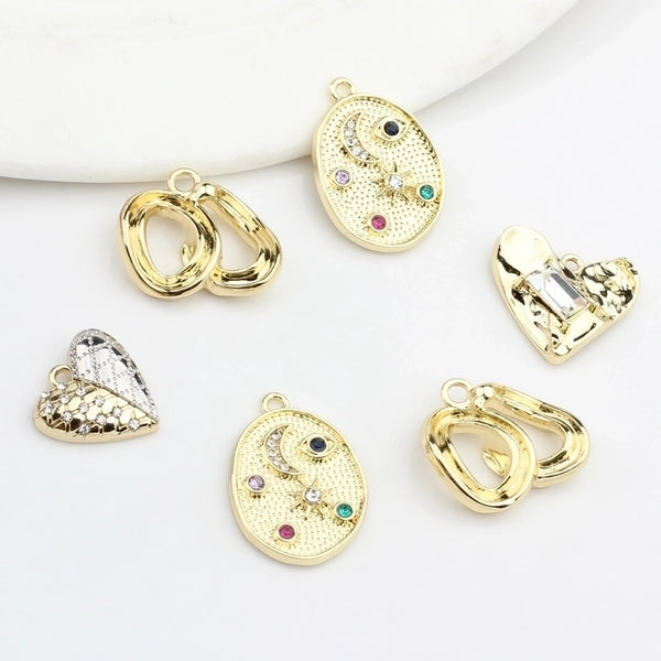 1 Piece Alloy Zircon Heart Shape