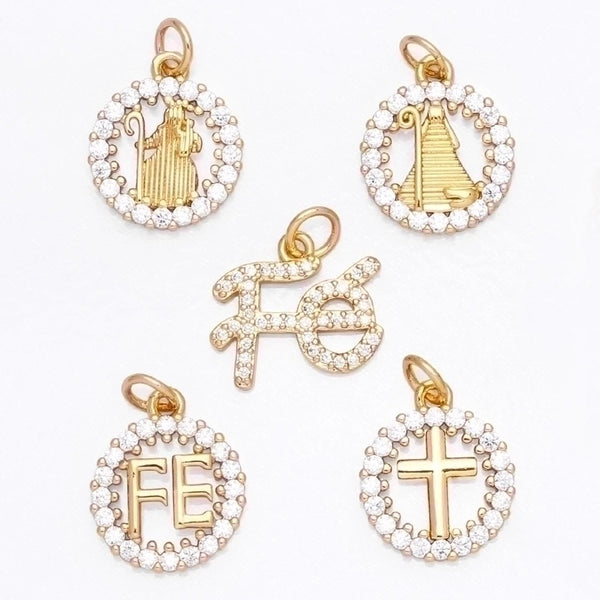 1 Piece Copper Zircon Cross Letter