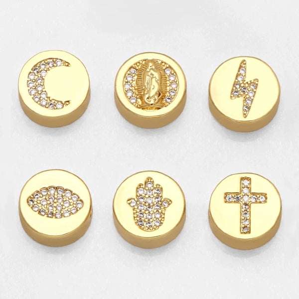 1 Piece Copper Zircon Cross Moon Lightning