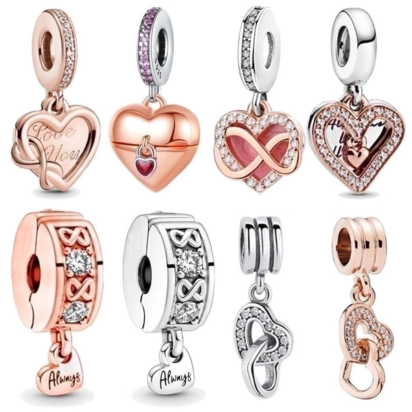 1 Piece Copper Zircon Infinity Heart Shape Pendant