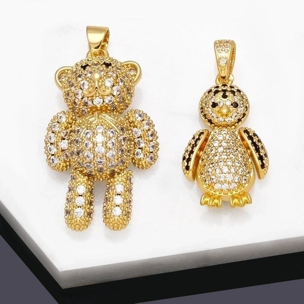 1 Piece Copper Zircon Penguin Animal Bear