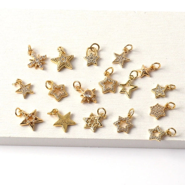 1 Piece Copper Zircon Star Pendant