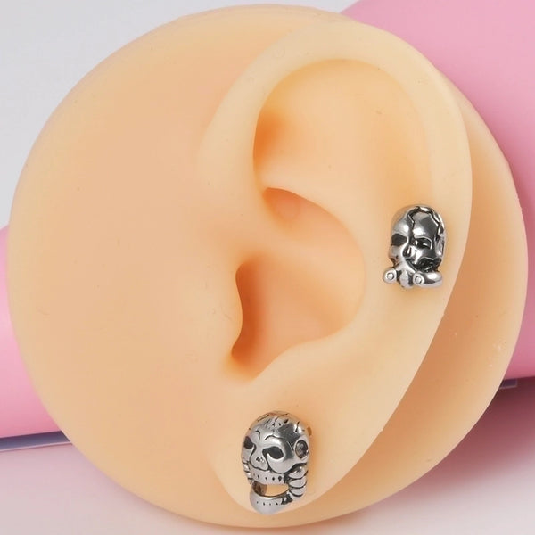 1 Piece Ear Cartilage Rings & Studs Punk Skull 304 Stainless Steel