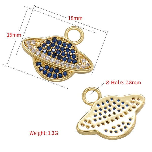 1 Piece Fashion Planet Copper Plating Inlay Zircon Gold Plated Jewelry Accessories