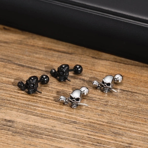 1 Piece Fashion Skull Stainless Steel Ear Studs