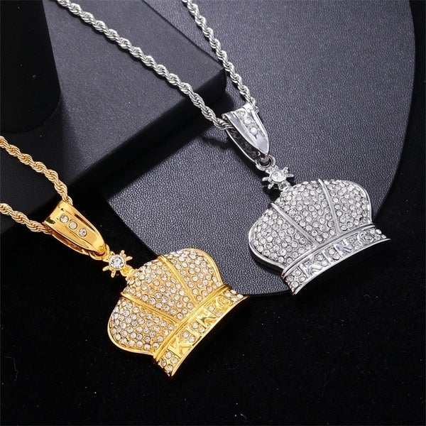 1 Piece Hip-hop Crown Stainless Steel Copper Plating Inlay Chain Jewelry Accessories