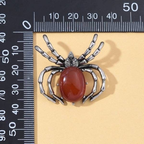 1 Piece Natural Stone Copper Agate Opal Spider Pendant