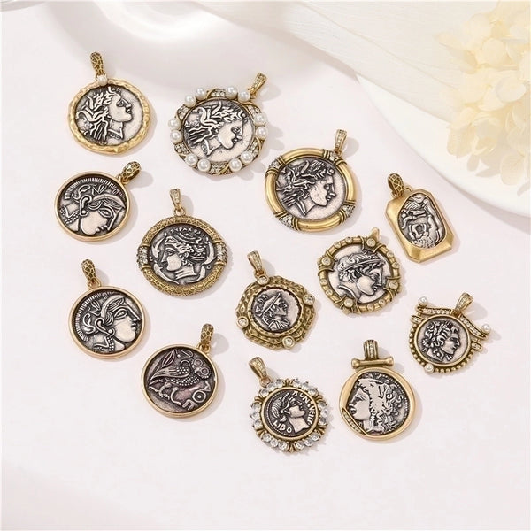 1 Piece Retro Portrait Copper Plating Inlay Pendant Jewelry Accessories