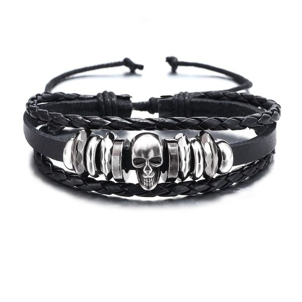 1 Piece Retro Skull Pu Leather Alloy Men's Bracelets