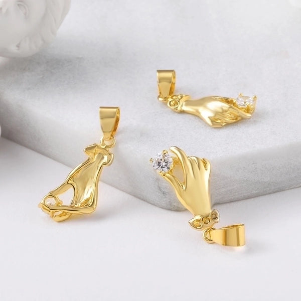 1 Piece Simple Style Gesture Copper Plating Inlay Pendant Jewelry Accessories