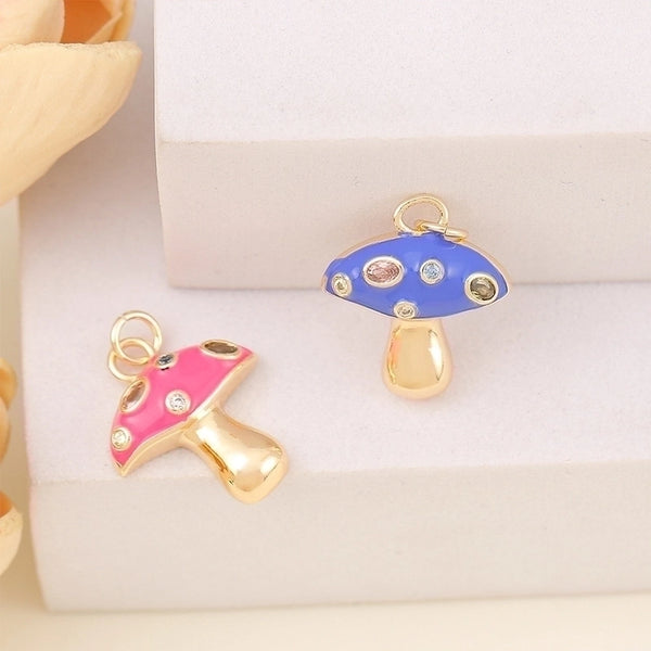 1 Piece Simple Style Mushroom Copper Enamel Plating Inlay Pendant Jewelry Accessories