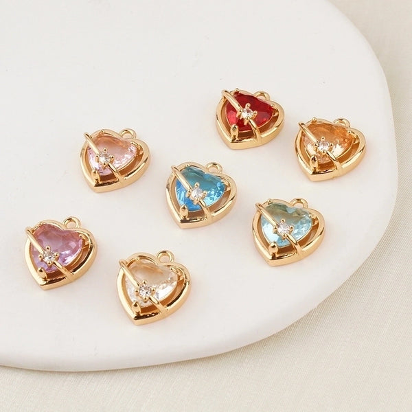 1 Piece Simple Style Shiny Heart Shape Copper Inlay Pendant Jewelry Accessories