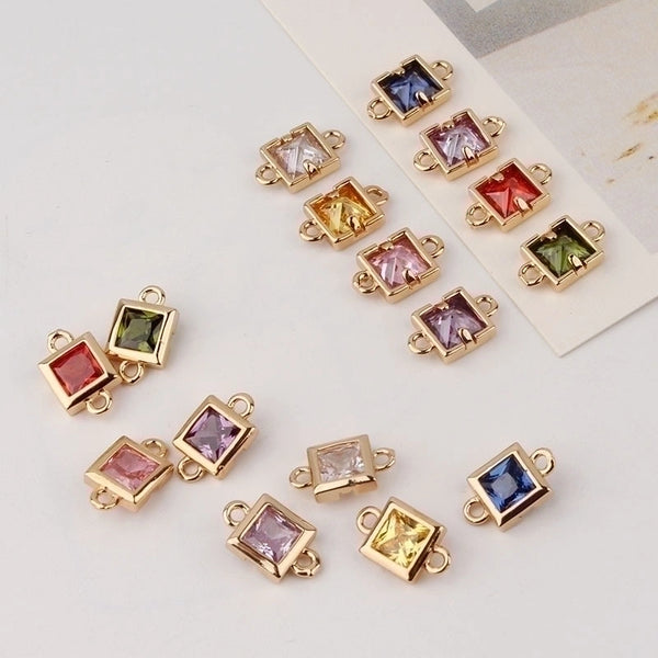 1 Piece Simple Style Square Copper Inlay Pendant Jewelry Accessories