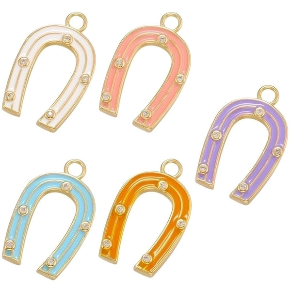 1 Piece Simple Style U Shape Brass Enamel Inlay Pendant Jewelry Accessories