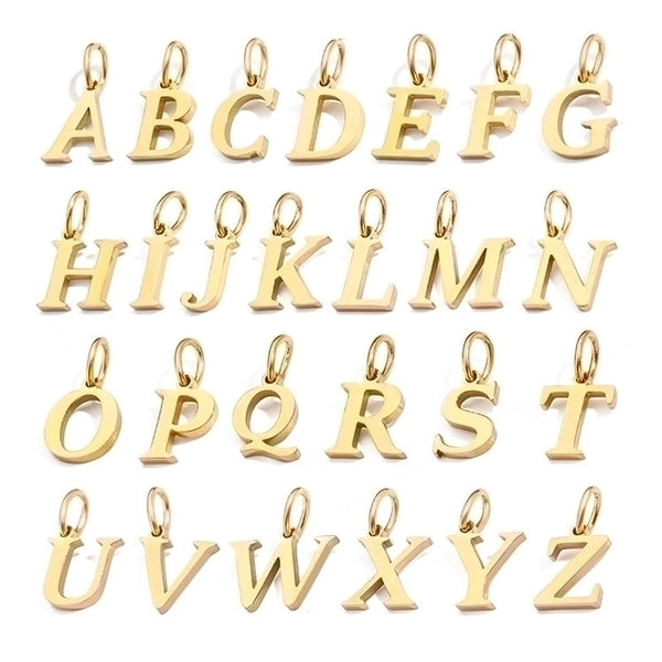 1 Piece Stainless Steel 14K Gold Plated Letter Polished Pendant