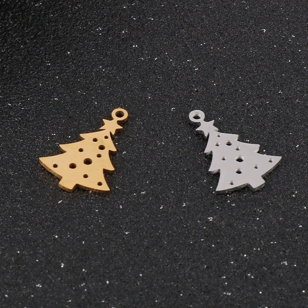 1 Piece Stainless Steel 18K Gold Plated Christmas Tree