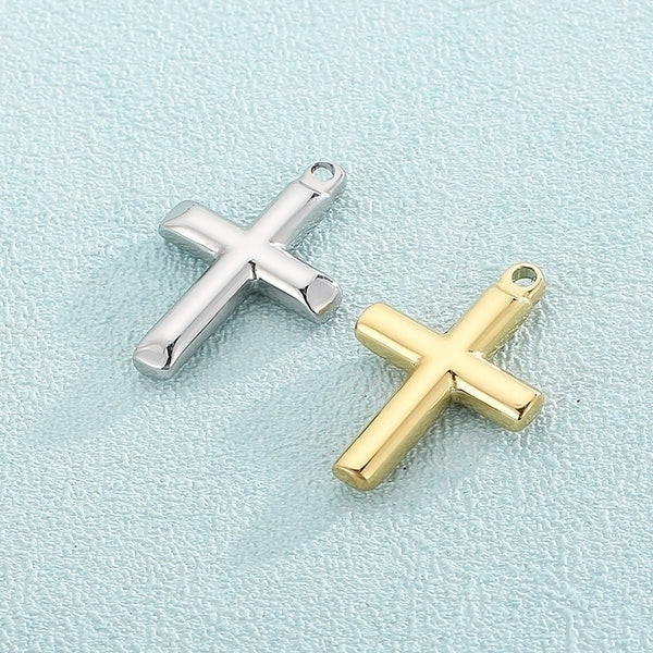 1 Piece Stainless Steel 18K Gold Plated Cross