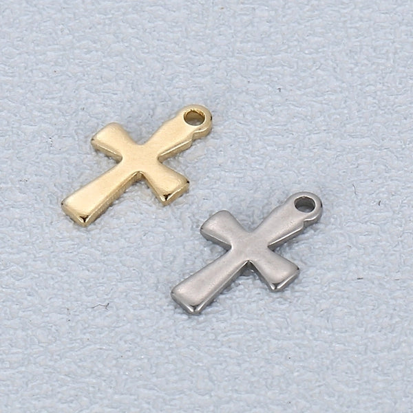 1 Piece Stainless Steel 18K Gold Plated Cross