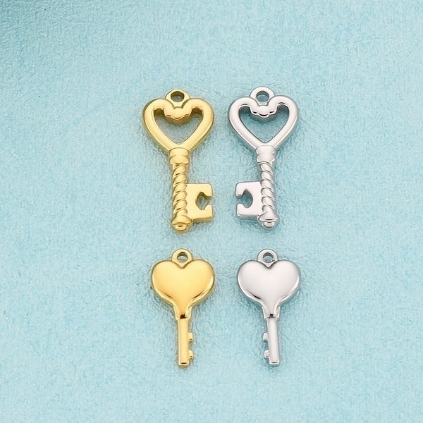 1 Piece Stainless Steel 18K Gold Plated Heart Shape Key