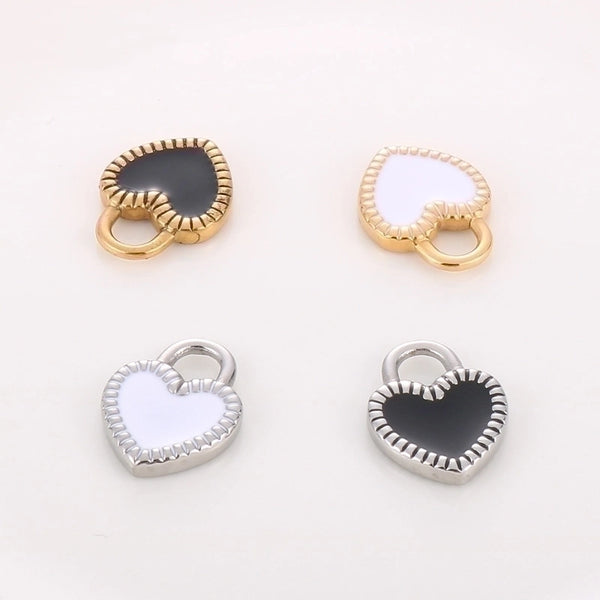 1 Piece Stainless Steel 18K Gold Plated Heart Shape Lock