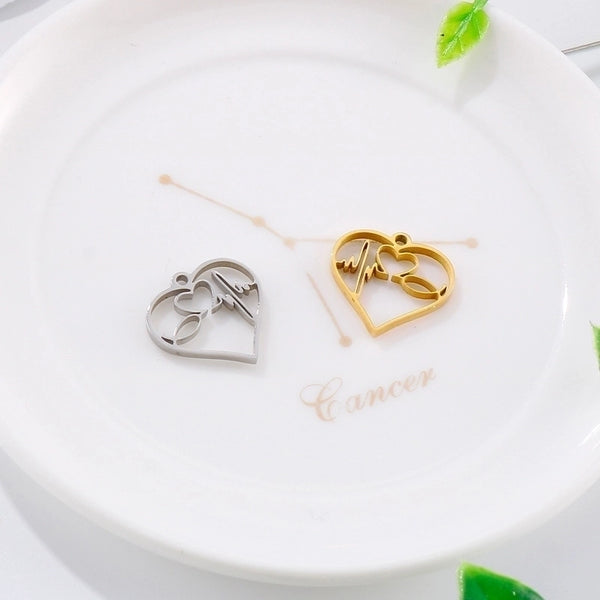 1 Piece Stainless Steel 18K Gold Plated Heart Shape