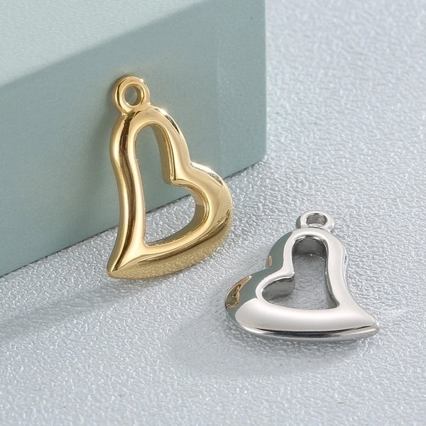 1 Piece Stainless Steel 18K Gold Plated Heart Shape