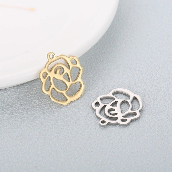 1 Piece Stainless Steel 18K Gold Plated Rose