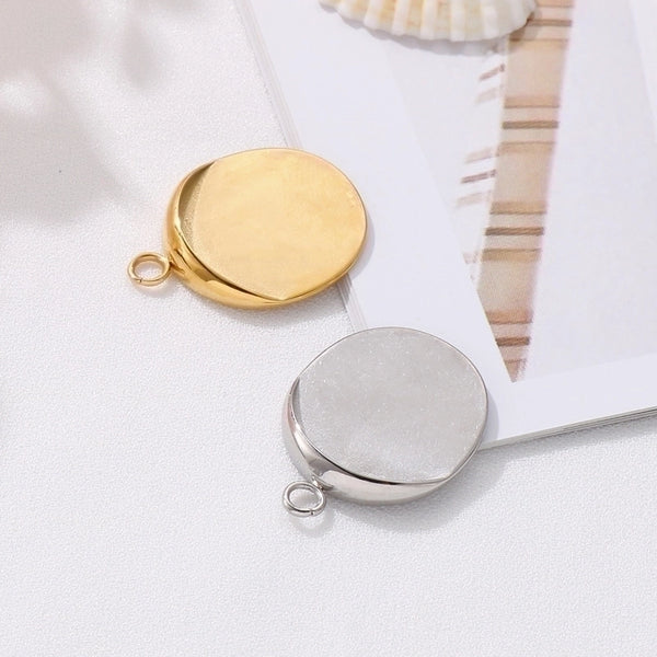 1 Piece Stainless Steel 18K Gold Plated Round