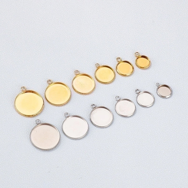 1 Piece Stainless Steel 18K Gold Plated Round