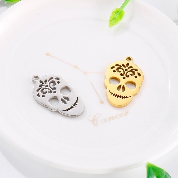 1 Piece Stainless Steel 18K Gold Plated Skull