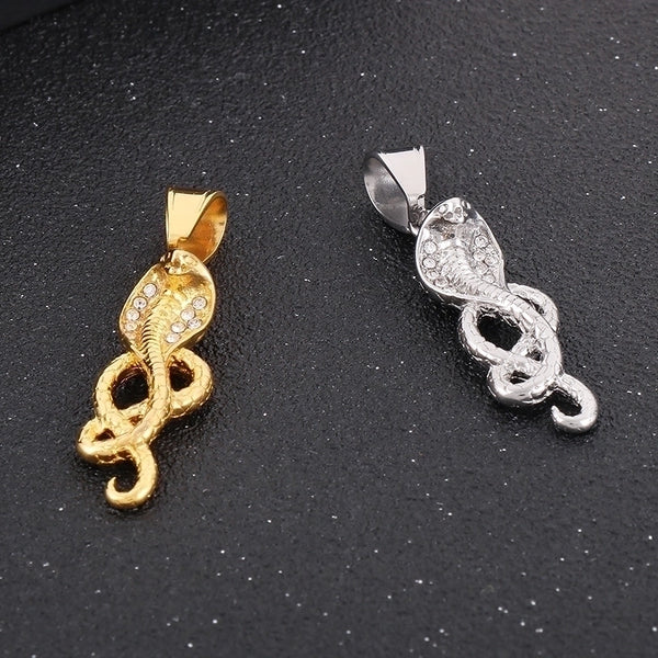 1 Piece Stainless Steel Rhinestones 18K Gold Plated Snake