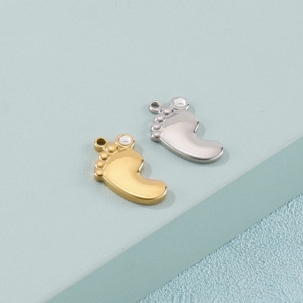 1 Piece Stainless Steel Zircon 18K Gold Plated Footprint