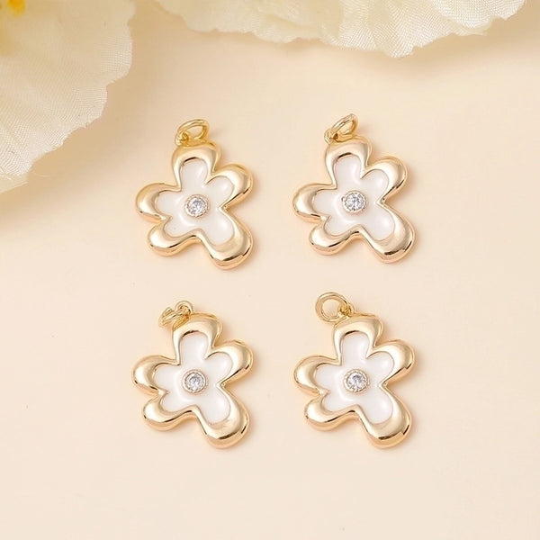 1 Piece Sweet Flower Copper Enamel Plating Inlay Pendant Jewelry Accessories