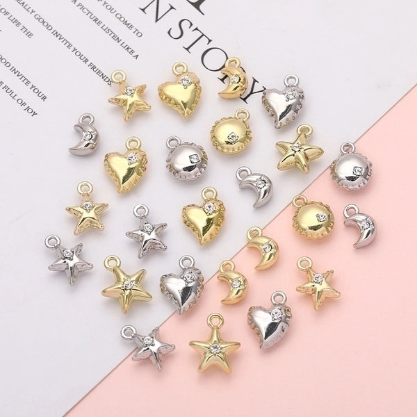 1 Piece Sweet Star Moon Heart Shape Alloy Plating Inlay Pendant Jewelry Accessories