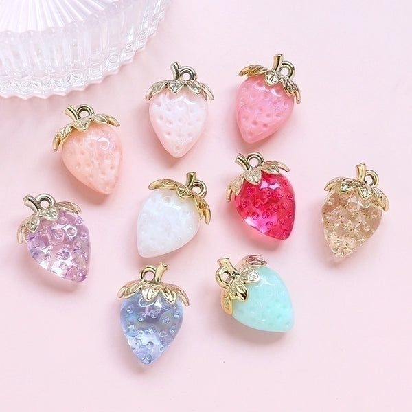 1 Piece Sweet Strawberry Arylic Artificial Crystal Pendant Jewelry Accessories