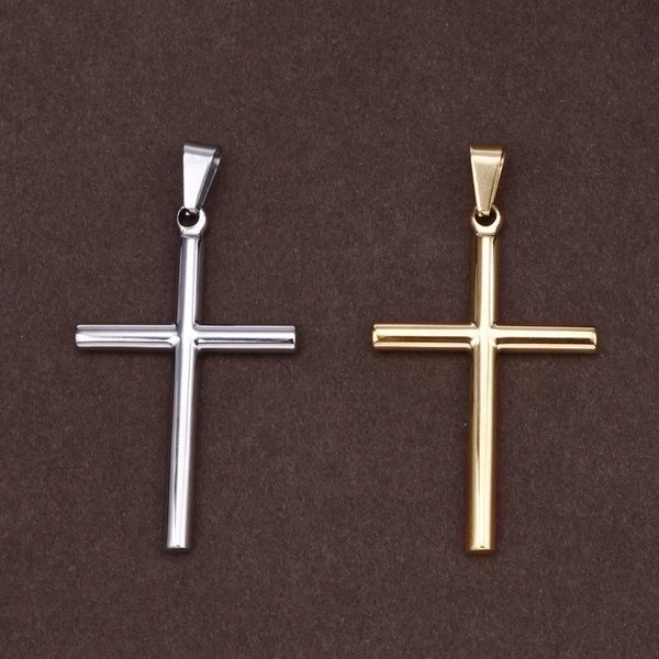 1 Piece Titanium Steel 18K Gold Plated Cross Polished Pendant