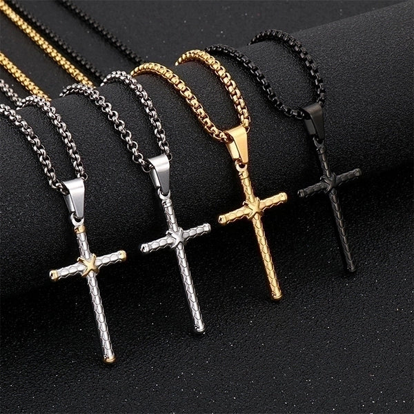 1 Piece Titanium Steel 18K Gold Plated Cross